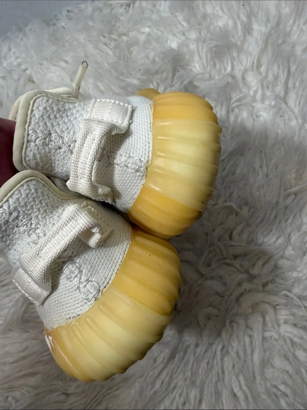 adidas Yeezy White Knit Sneakers with Cream Sole women’s Size 5 to 6